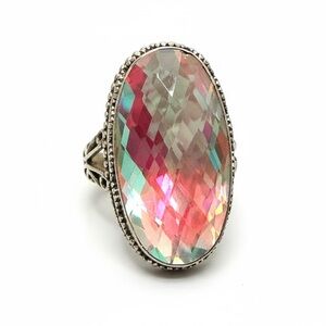 CUSTOM MADE MULTI FACETED MYSTIC TOPAZ STERLING RING